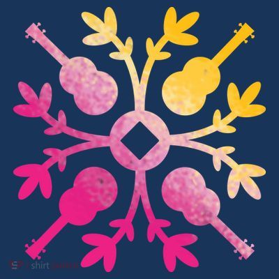 Hawaiian Mele Music Quilt Tribal Tattoo Ukulele T-Shirt