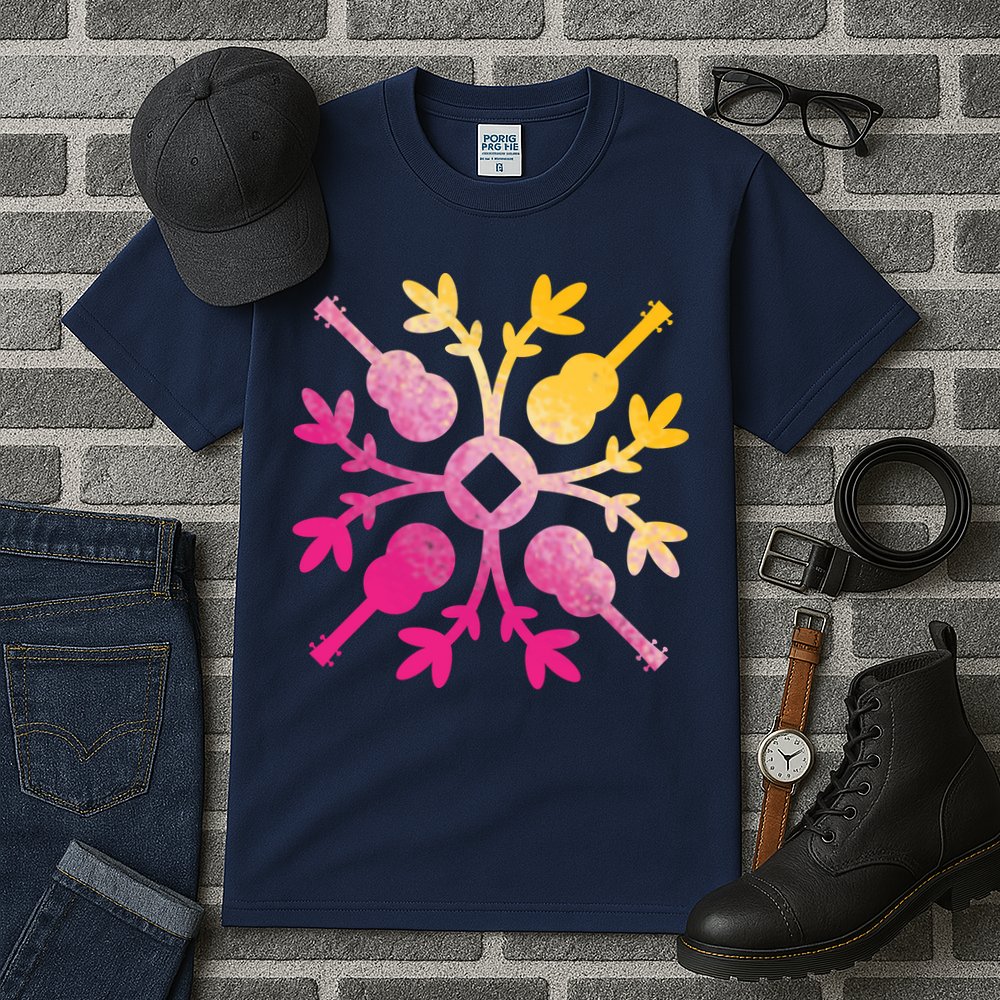 Hawaiian Mele Music Quilt Tribal Tattoo Ukulele Tall T-Shirt
