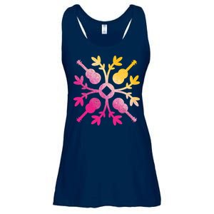 Hawaiian Mele Music Quilt Tribal Tattoo Ukulele Ladies Essential Flowy Tank