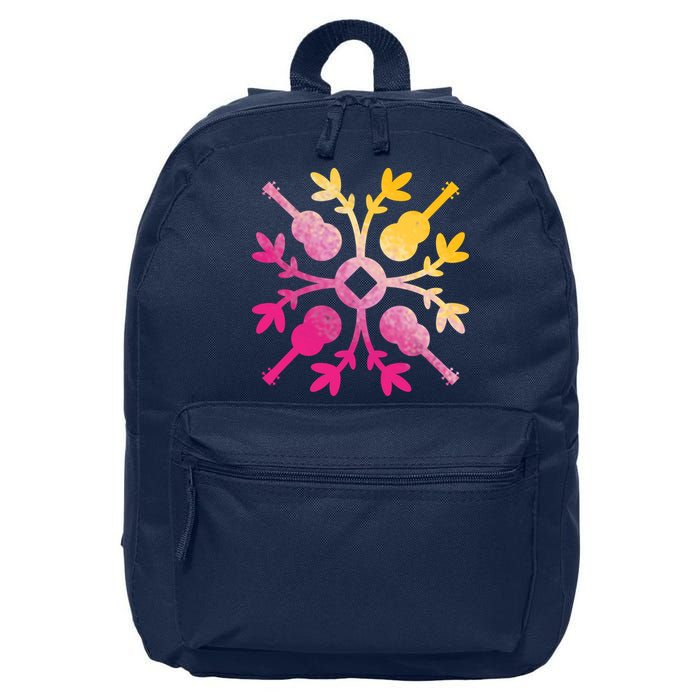 Hawaiian Mele Music Quilt Tribal Tattoo Ukulele 16 in Basic Backpack