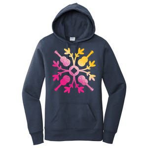 Hawaiian Mele Music Quilt Tribal Tattoo Ukulele Women's Pullover Hoodie