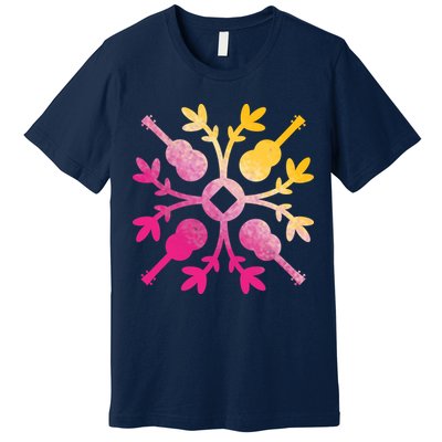Hawaiian Mele Music Quilt Tribal Tattoo Ukulele Premium T-Shirt