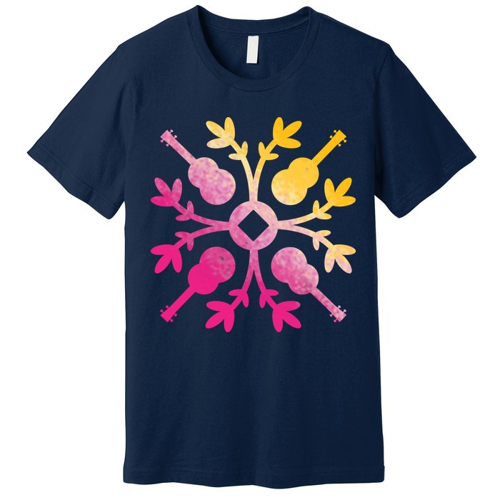 Hawaiian Mele Music Quilt Tribal Tattoo Ukulele Premium T-Shirt
