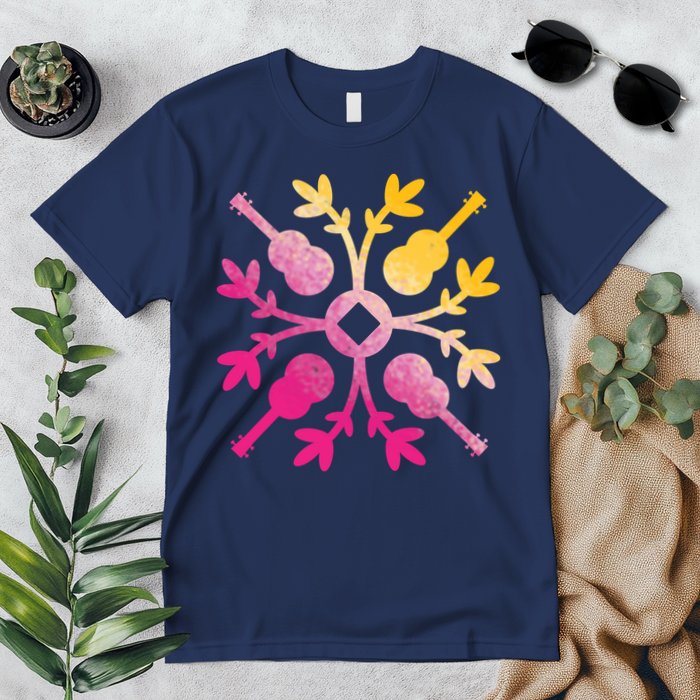 Hawaiian Mele Music Quilt Tribal Tattoo Ukulele Premium T-Shirt