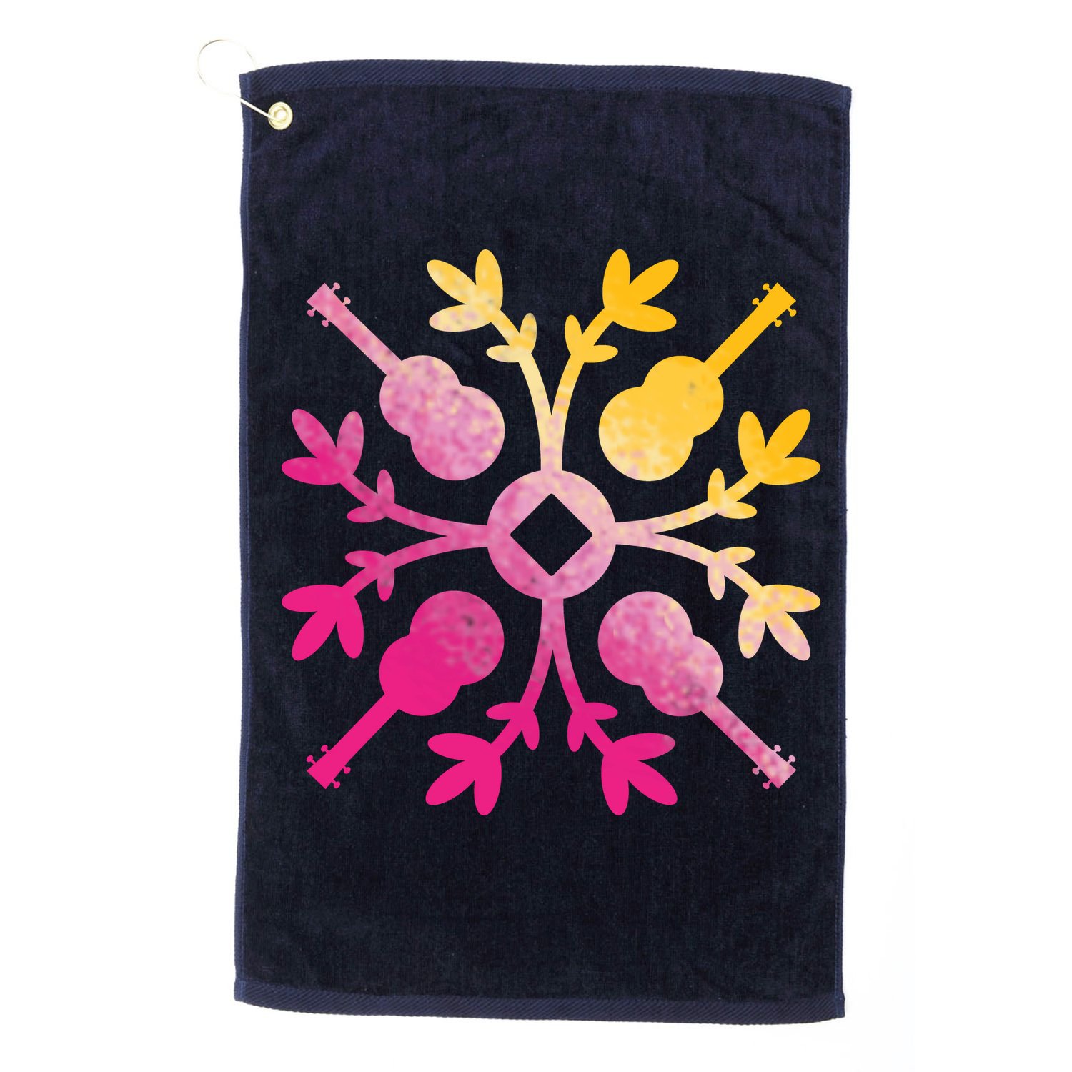 Hawaiian Mele Music Quilt Tribal Tattoo Ukulele Golf Towel