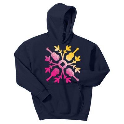 Hawaiian Mele Music Quilt Tribal Tattoo Ukulele Kids Hoodie