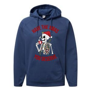 Have A Xmas You Deserve Funny Skeleton Christmas Performance Fleece Hoodie