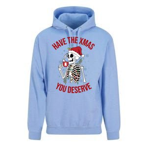 Have A Xmas You Deserve Funny Skeleton Christmas Unisex Surf Hoodie