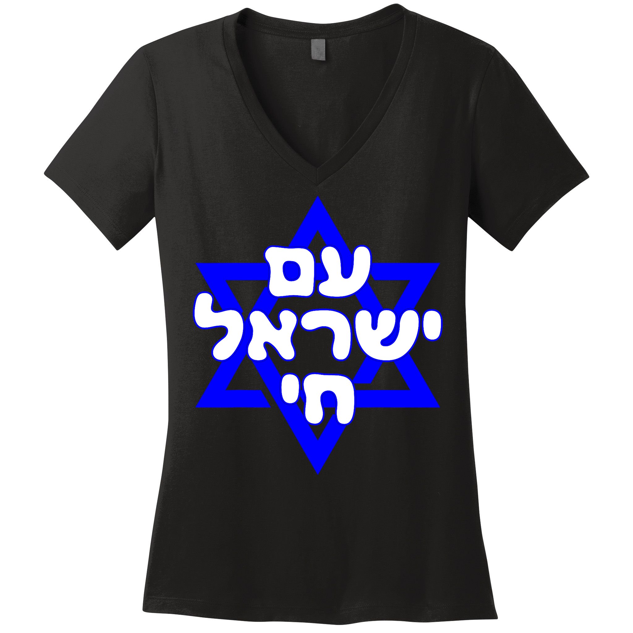 Hebrew Am Yisrael Chai Israel Magen Davi Women's V-Neck T-Shirt