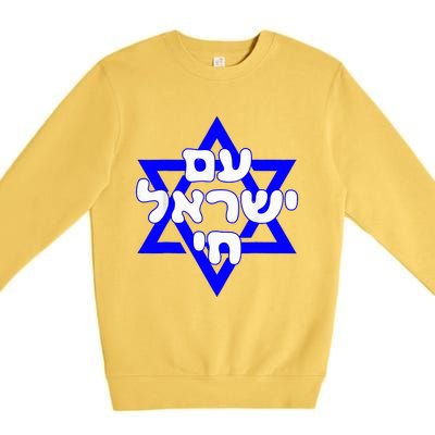 Hebrew Am Yisrael Chai Israel Magen David  Premium Crewneck Sweatshirt