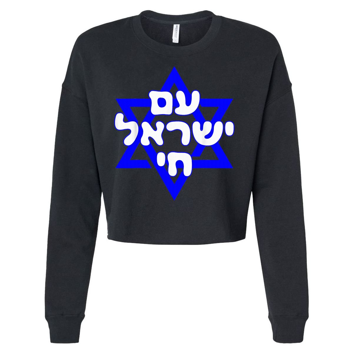 Hebrew Am Yisrael Chai Israel Magen David  Cropped Pullover Crew