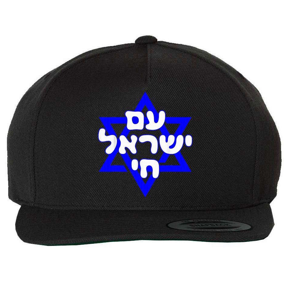 Hebrew Am Yisrael Chai Israel Magen David  Wool Snapback Cap