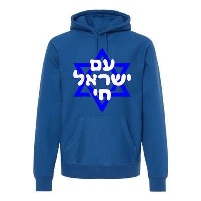 Hebrew Am Yisrael Chai Israel Magen David  Premium Hoodie