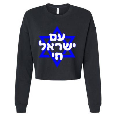 Hebrew Am Yisrael Chai Israel Magen David Cropped Pullover Crew