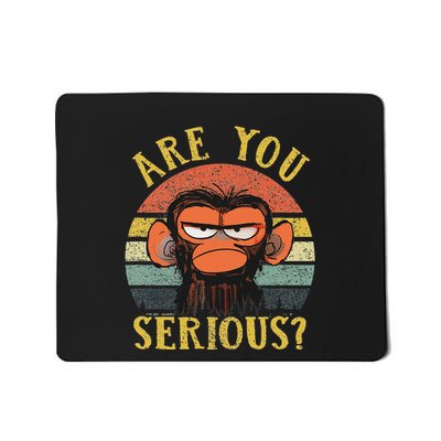 Humor Are You Serious Grumpy Funny Monkey Meme Joke Mousepad