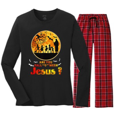 Halloween Are You Falloween Jesus Matthew Christian Faith Women's Long Sleeve Flannel Pajama Set 