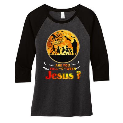 Halloween Are You Falloween Jesus Matthew Christian Faith Women's Tri-Blend 3/4-Sleeve Raglan Shirt