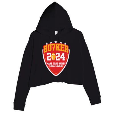 Harrison Butker 2024 Make Trad Wives Great Again Funny Harrison Butker Crop Fleece Hoodie