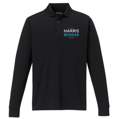 Harris Beshear 2024 For President Patriotic Kamala Democrat Performance Long Sleeve Polo