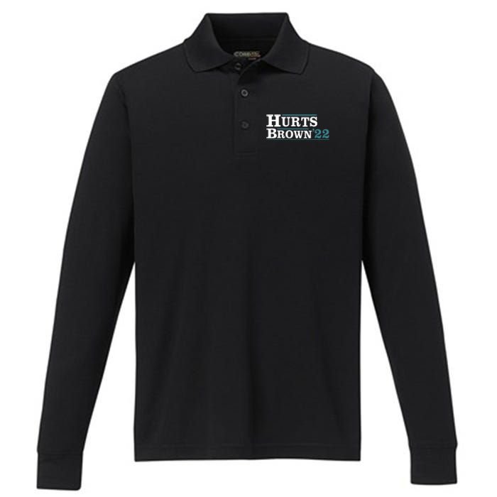 Hurts Brown 22 Performance Long Sleeve Polo