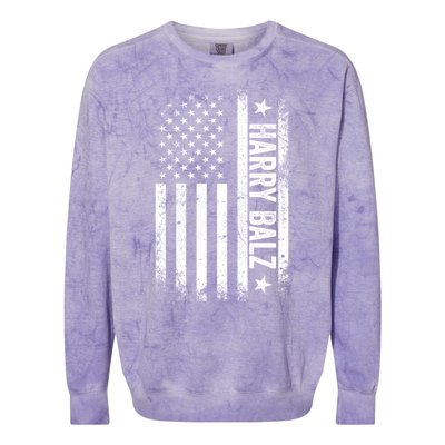 Harry Balz 2024 Harris Walz Usa Flag Political Gift Colorblast Crewneck Sweatshirt