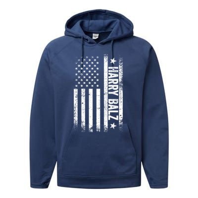 Harry Balz 2024 Harris Walz Usa Flag Political Gift Performance Fleece Hoodie