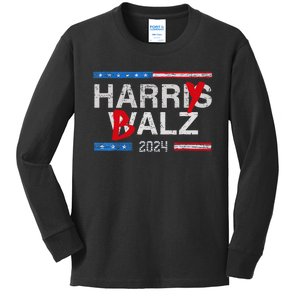 Harry Balz 2024 Funny Kamala Harris And Tim Walz 2024 Gift Kids Long Sleeve Shirt