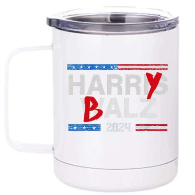 Harry Balz 2024 Funny Kamala Harris And Tim Walz 2024 Gift 12 oz Stainless Steel Tumbler Cup