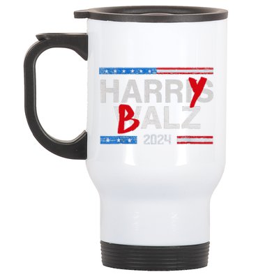 Harry Balz 2024 Funny Kamala Harris And Tim Walz 2024 Gift Stainless Steel Travel Mug