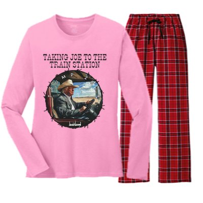 Hootie & Blowfish 2024 Summer Camp Designtaking Joe To The Train Station Trump 2 Women's Long Sleeve Flannel Pajama Set 