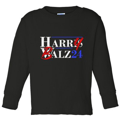 Harry Balz 2024 Funny Kamala Harris And Tim Walz 2024 Gift Toddler Long Sleeve Shirt