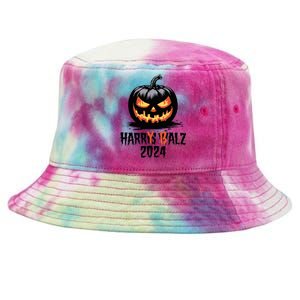 Harry Balz 2024 Funny Kamala Harris Walz Pumpkin Tie-Dyed Bucket Hat