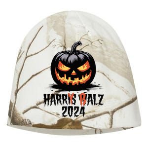 Harry Balz 2024 Funny Kamala Harris Walz Pumpkin Kati - Camo Knit Beanie