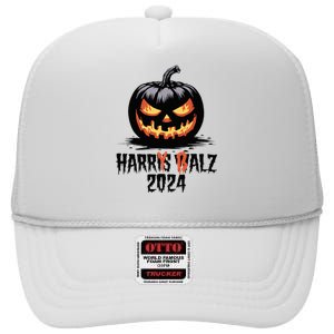 Harry Balz 2024 Funny Kamala Harris Walz Pumpkin High Crown Mesh Back Trucker Hat