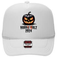 Harry Balz 2024 Funny Kamala Harris Walz Pumpkin High Crown Mesh Back Trucker Hat