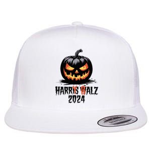 Harry Balz 2024 Funny Kamala Harris Walz Pumpkin Flat Bill Trucker Hat