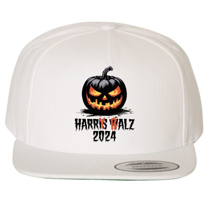 Harry Balz 2024 Funny Kamala Harris Walz Pumpkin Wool Snapback Cap