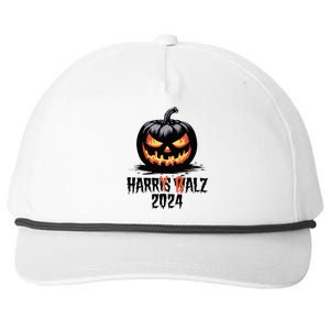 Harry Balz 2024 Funny Kamala Harris Walz Pumpkin Snapback Five-Panel Rope Hat