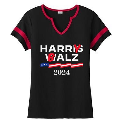 Harry Balz 2024 Harris Walz 2024 Funny Meme Ladies Halftime Notch Neck Tee