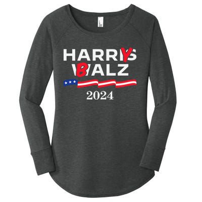 Harry Balz 2024 Harris Walz 2024 Funny Meme Women's Perfect Tri Tunic Long Sleeve Shirt