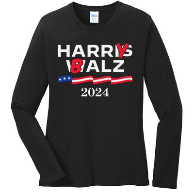 Harry Balz 2024 Harris Walz 2024 Funny Meme Ladies Long Sleeve Shirt