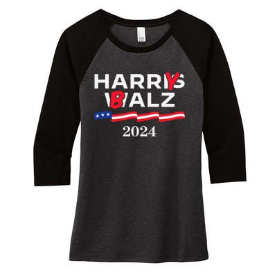 Harry Balz 2024 Harris Walz 2024 Funny Meme Women's Tri-Blend 3/4-Sleeve Raglan Shirt