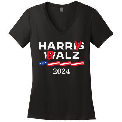 Harry Balz 2024 Harris Walz 2024 Funny Meme Women's V-Neck T-Shirt