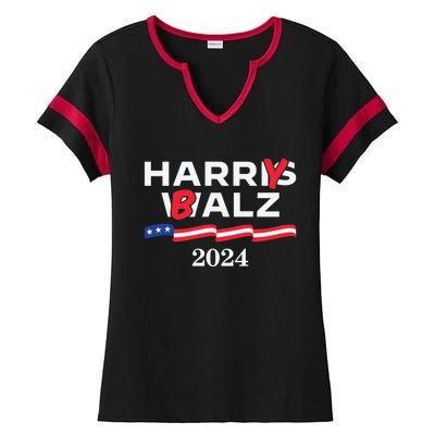 Harry Balz 2024 Harris Walz 2024 Funny Meme Cool Gift Ladies Halftime Notch Neck Tee