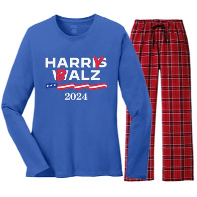 Harry Balz 2024 Harris Walz 2024 Funny Meme Cool Gift Women's Long Sleeve Flannel Pajama Set 