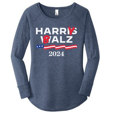 Harry Balz 2024 Harris Walz 2024 Funny Meme Cool Gift Women's Perfect Tri Tunic Long Sleeve Shirt