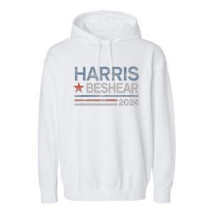 Harris Beshear 2024 Retro Stripe Voters Democrat Candidate Garment-Dyed Fleece Hoodie