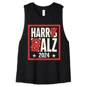 Harry Balz 2024 Funny Political Campaign Harris Walz Memes Women's Racerback Cropped Tank