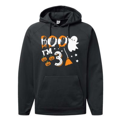 Halloween Birthday 3 Year Old 3rd Birthday Performance Fleece Hoodie