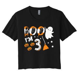 Halloween Birthday 3 Year Old 3rd Birthday Women's Crop Top Tee